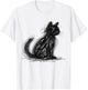 Scribble Cat Minimal Line Art Japanese T-Shirt - T-Shirt | White
