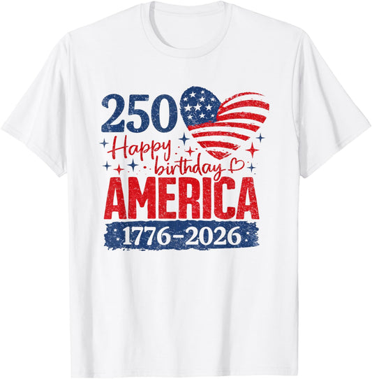 Vintage 250 Years 1776-2026 250th Birthday 4th July T-Shirt - T-Shirt | White