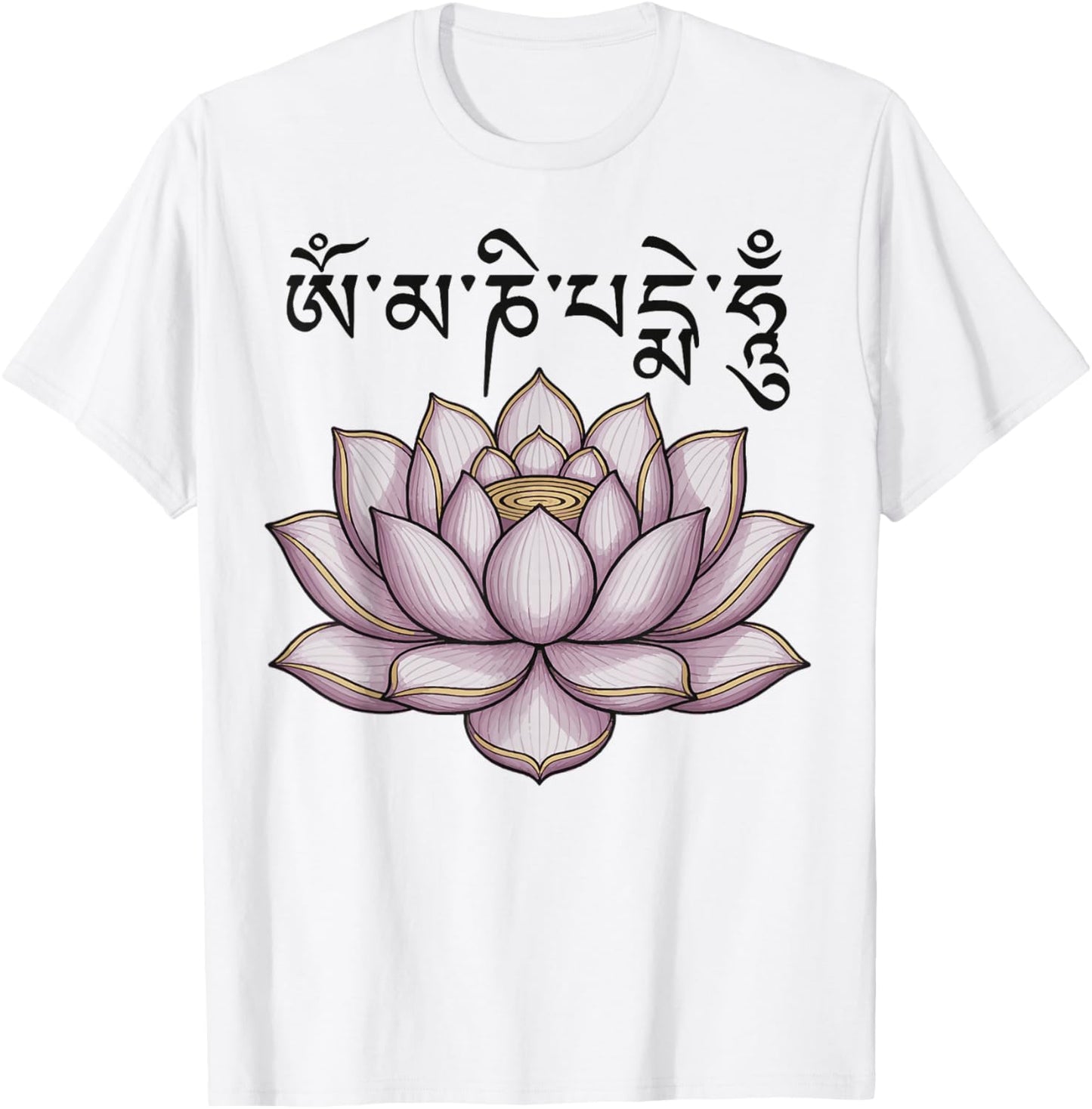 Meditation Om Mani Padme Hum Mantra Spiritual Chakra T-Shirt - T-Shirt | White