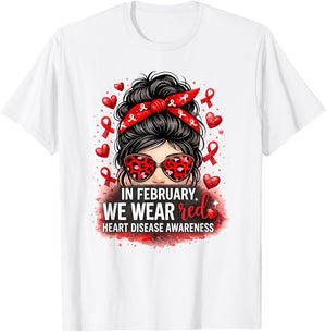 in February We Wear Red CHD Heart Disease Awareness Women T-Shirt - T-Shirt | White