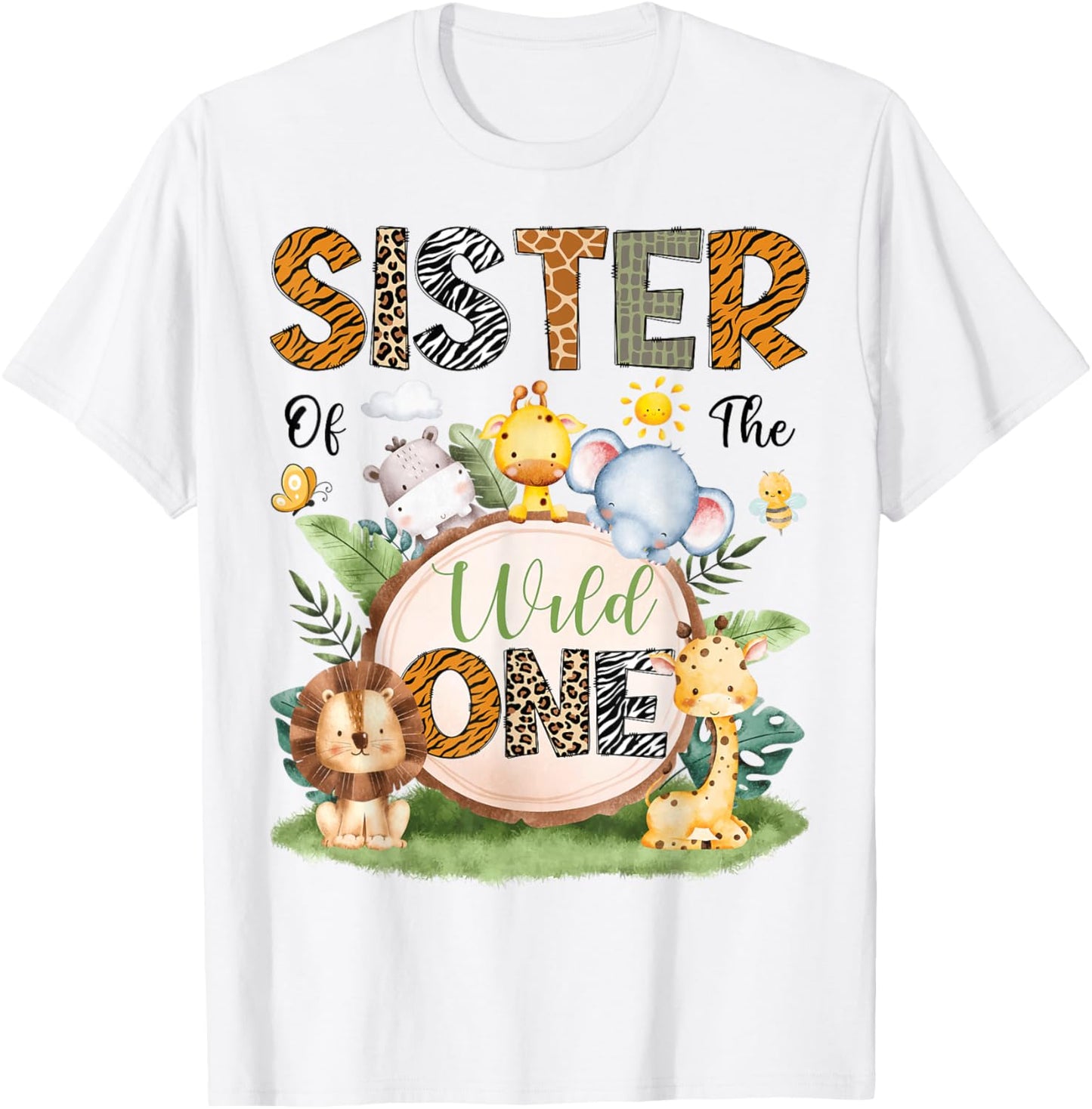 Sister of The Wild One First Birthday Boy Jungle Safari T-Shirt - T-Shirt | White