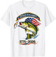 Patriotic Bass Fish and Flag 250 Years Fishing T-Shirt - T-Shirt | White