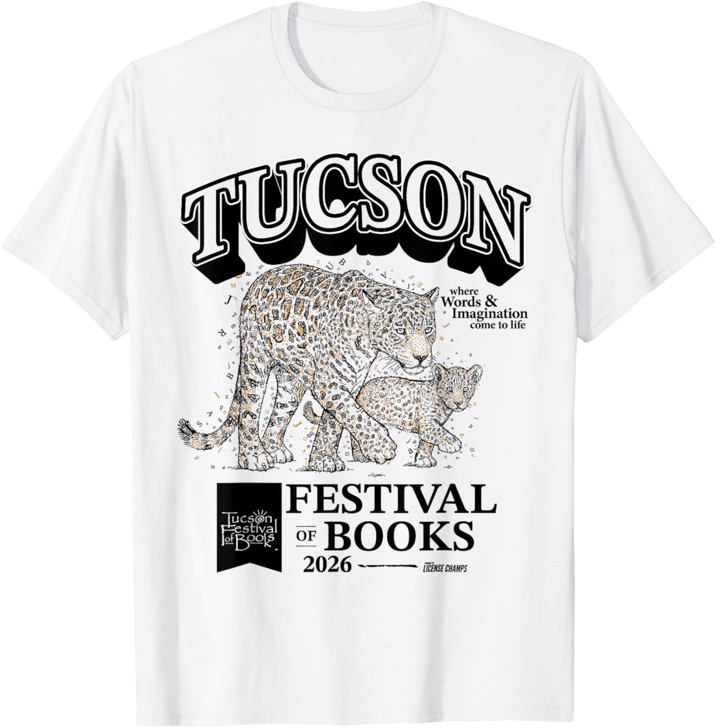 Tucson Festival of Book | Merch | TFOB 2026 | Critter Jaguar T-Shirt - T-Shirt | White