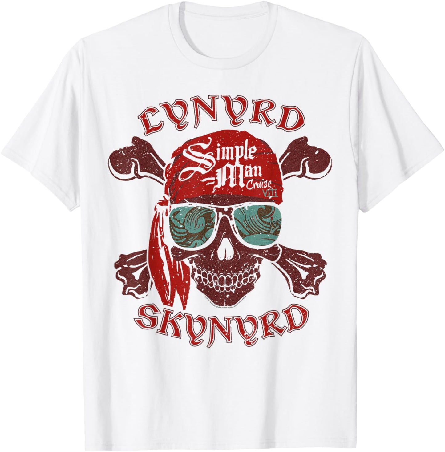 Lynyrd Skynyrd Skull Crossbones Simple Man Pirate Retro Rock T-Shirt - T-Shirt | White