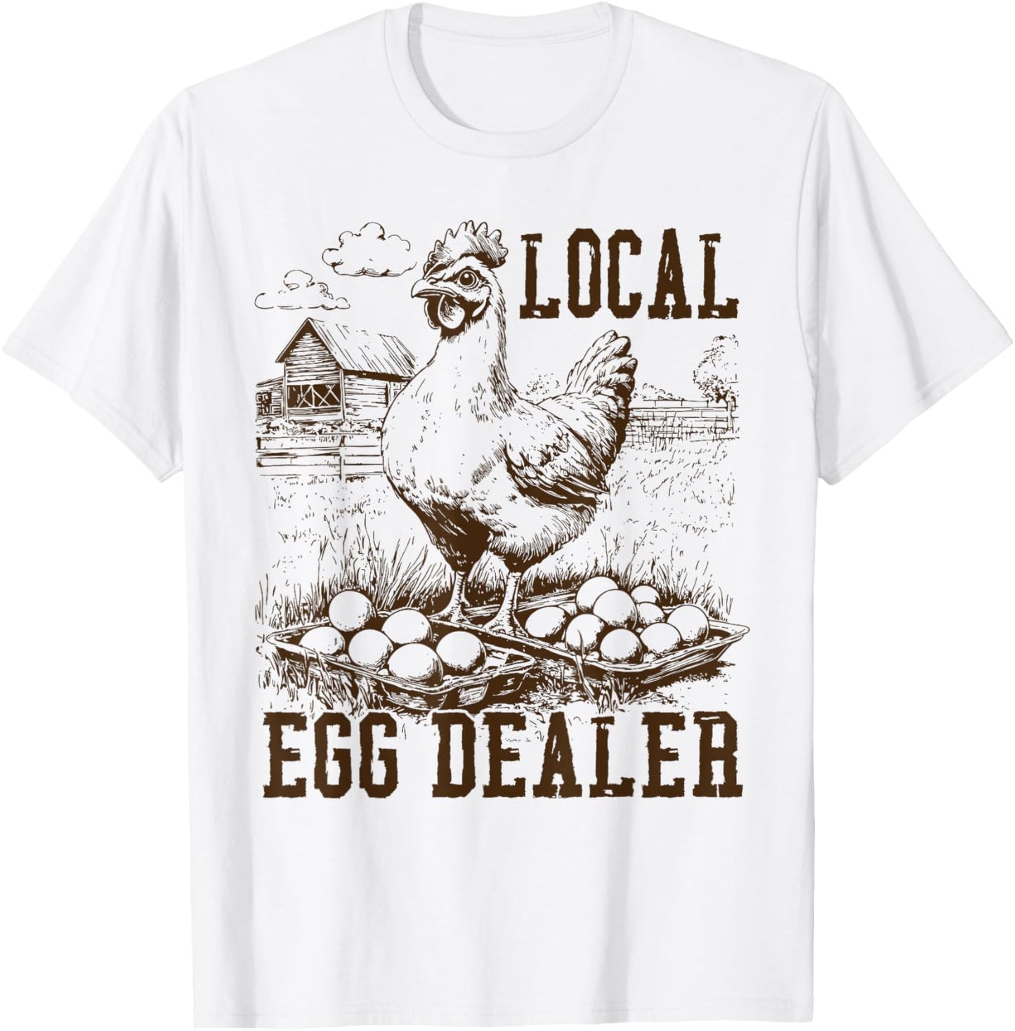 Local Egg Dealer Chicken Lady Lover Easter Retro Trendy T-Shirt - T-Shirt | White