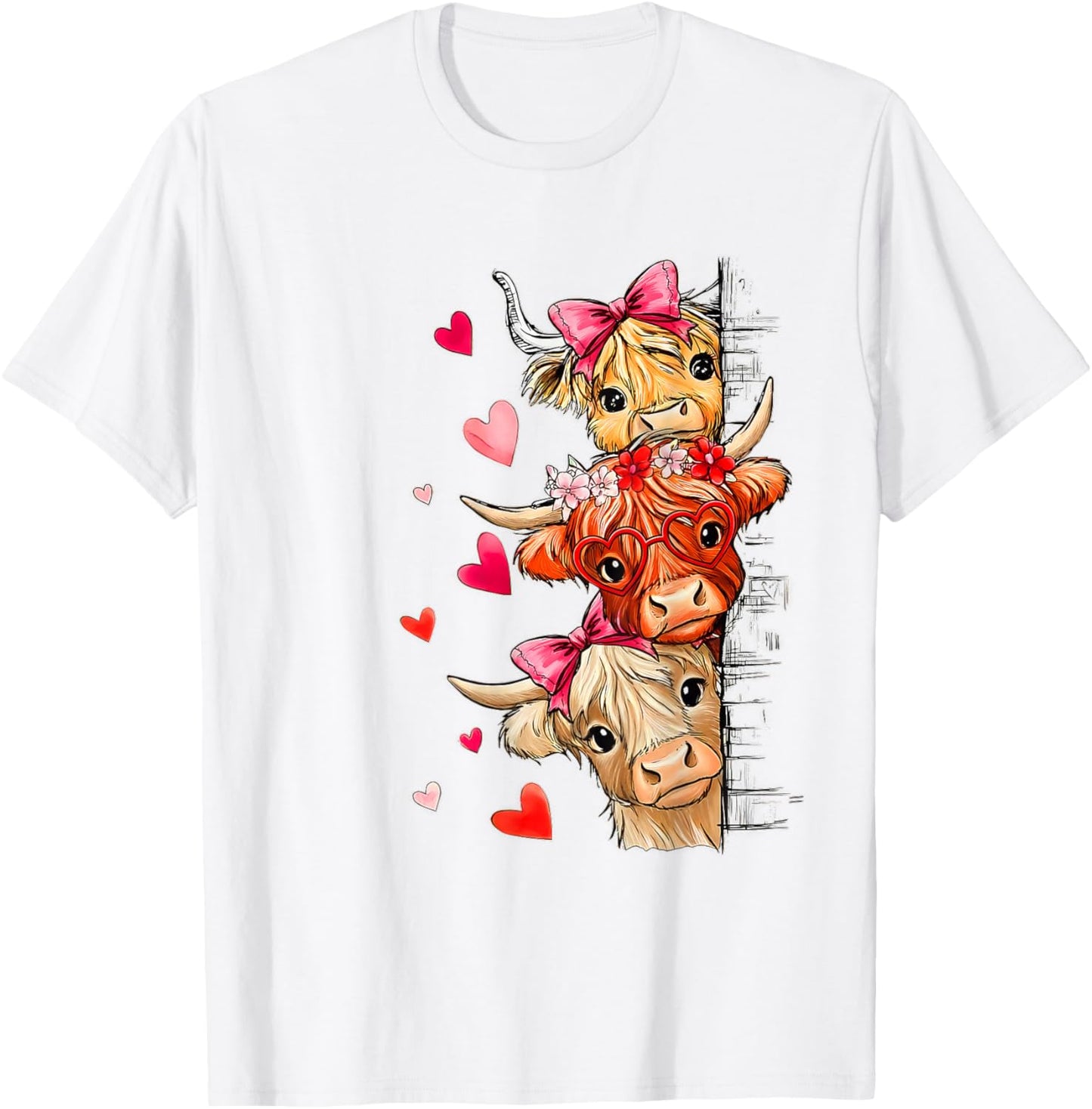 Valentine Highland Cow T-Shirt - T-Shirt | White