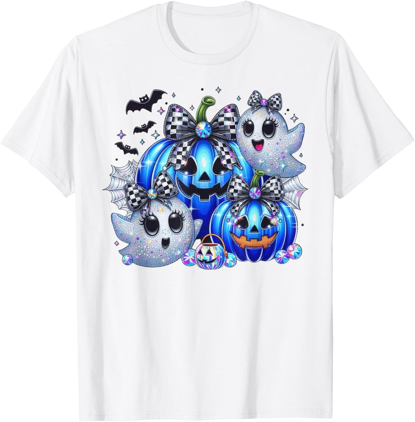 Vintage Dallas Ghost Cute Ghost Halloween Blue Pumpkin T-Shirt - T-Shirt | White