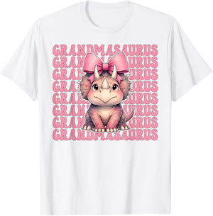 Grandmasaurus Triceratops Grandma Dinosaur Nana Coquette Bow T-Shirt - T-Shirt | White