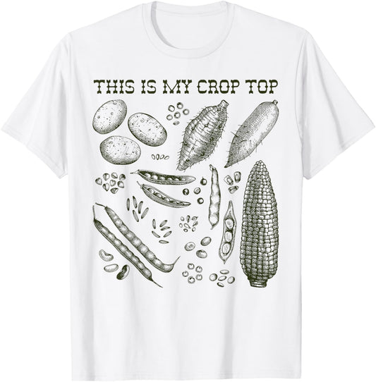 This is My Crop Top Funny Gardening Pun Vegetable Art T-Shirt - T-Shirt | White