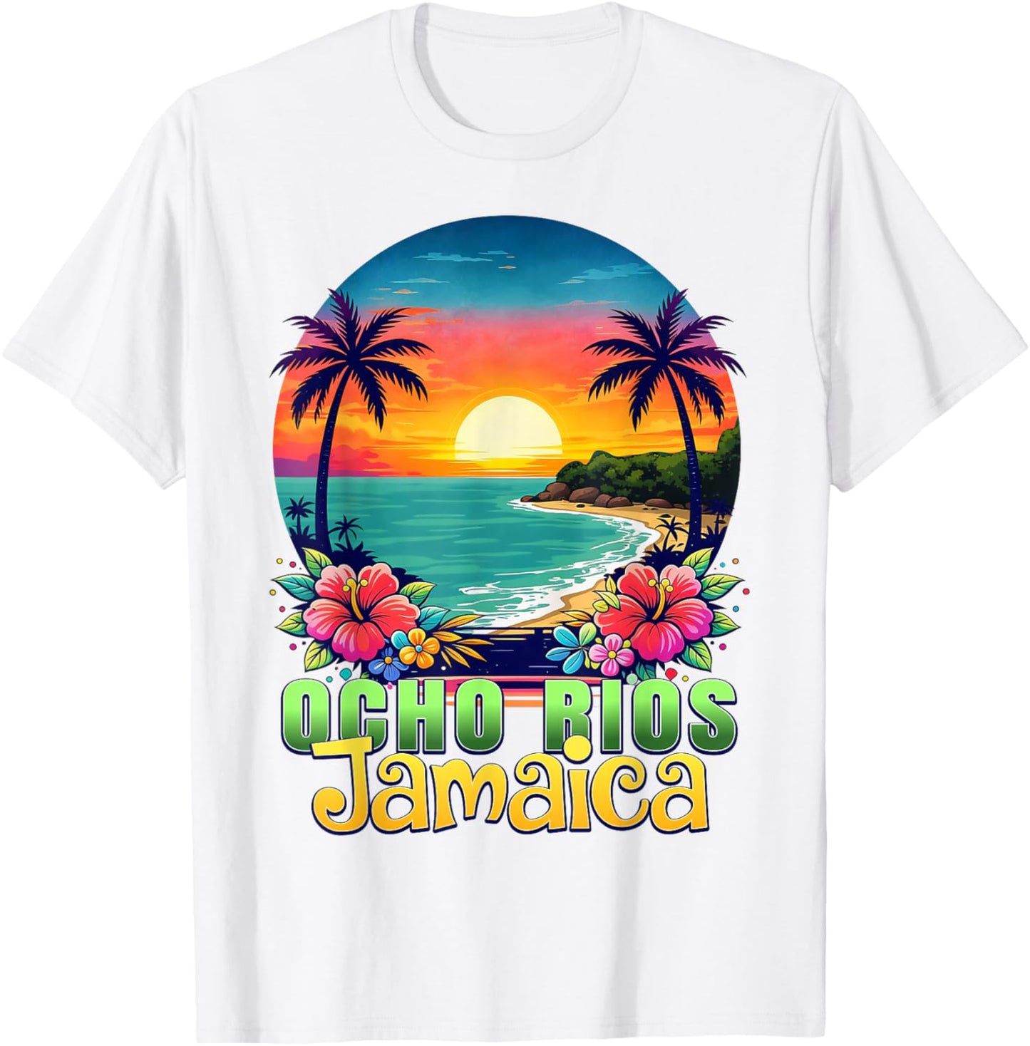 Ocho Rios Jamaica Beach Tropical Sunset Summer Vacation T-Shirt - T-Shirt | White