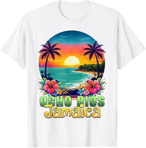 Ocho Rios Jamaica Beach Tropical Sunset Summer Vacation T-Shirt - T-Shirt | White