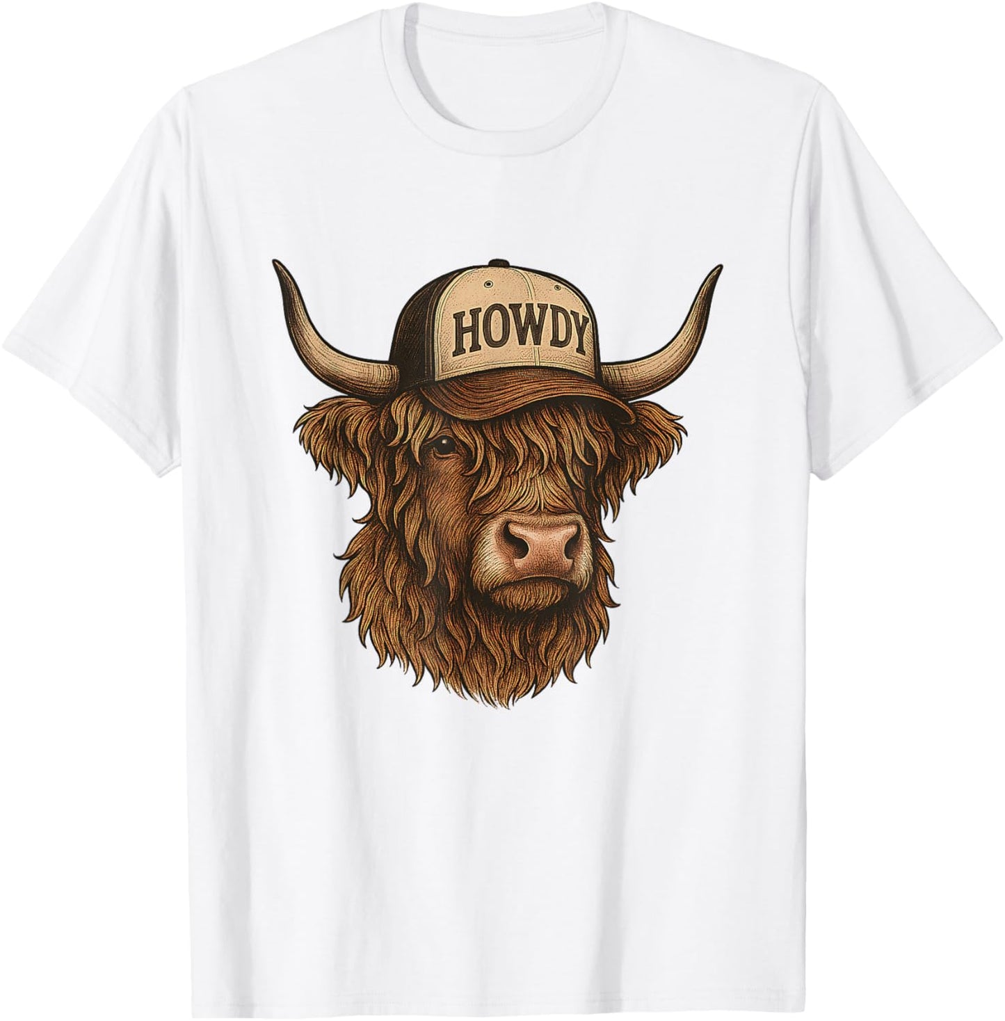 Highland Cow Cattle Farmer Funny Highland Cow Graphic T-Shirt - T-Shirt | White