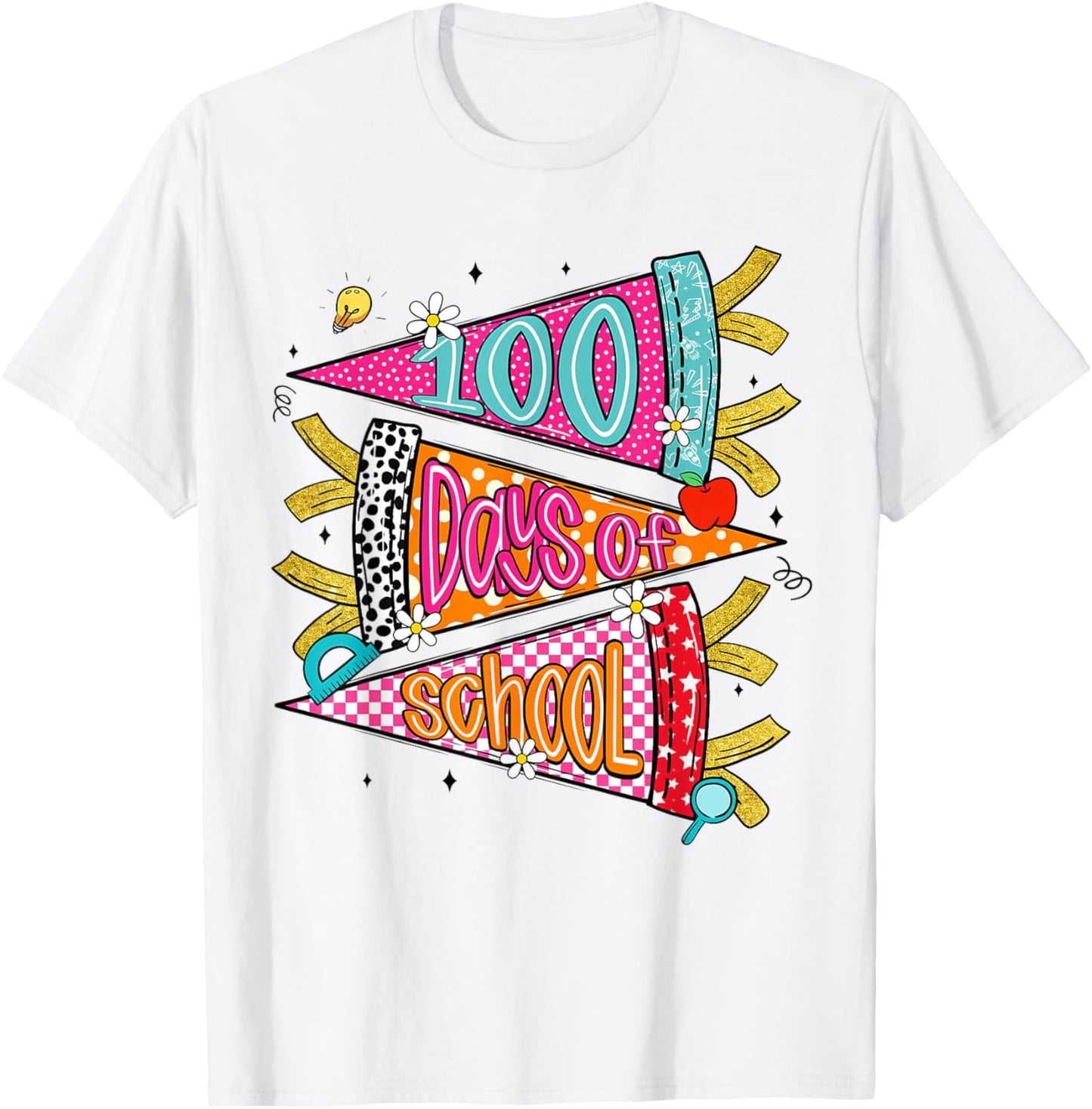 Cute 100 Days of School Girl Teacher 100th Day of School Kid T-Shirt - T-Shirt | White