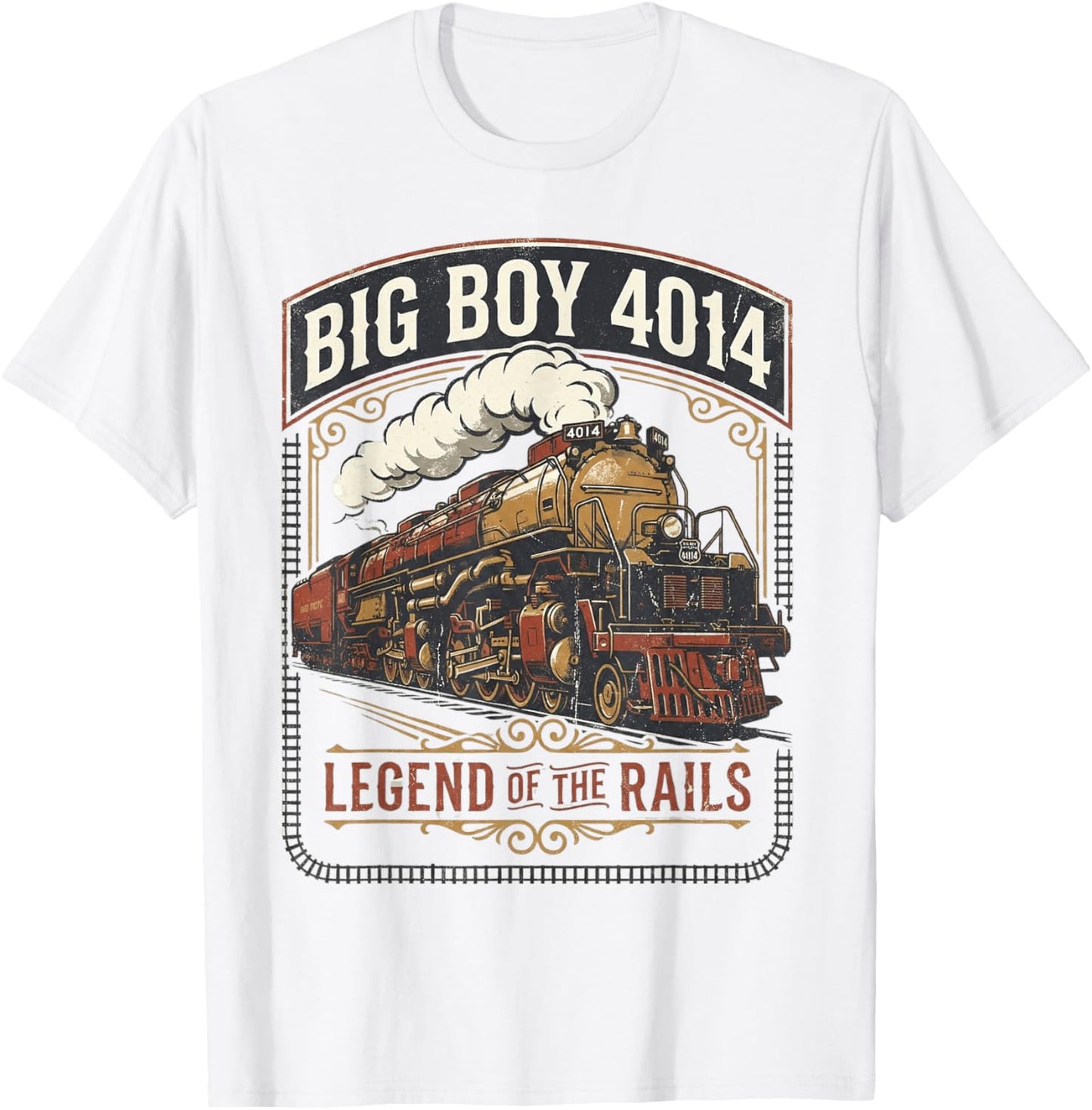 Big Boy 4014 Steam Engine Locomotive Train Vintage Railroad T-Shirt - T-Shirt | White