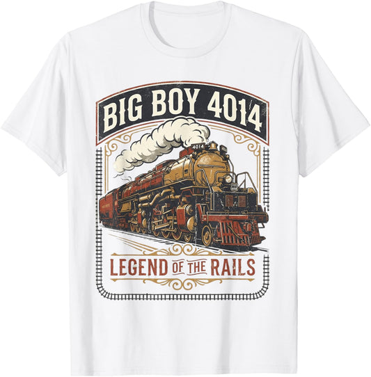 Big Boy 4014 Steam Engine Locomotive Train Vintage Railroad T-Shirt - T-Shirt | White