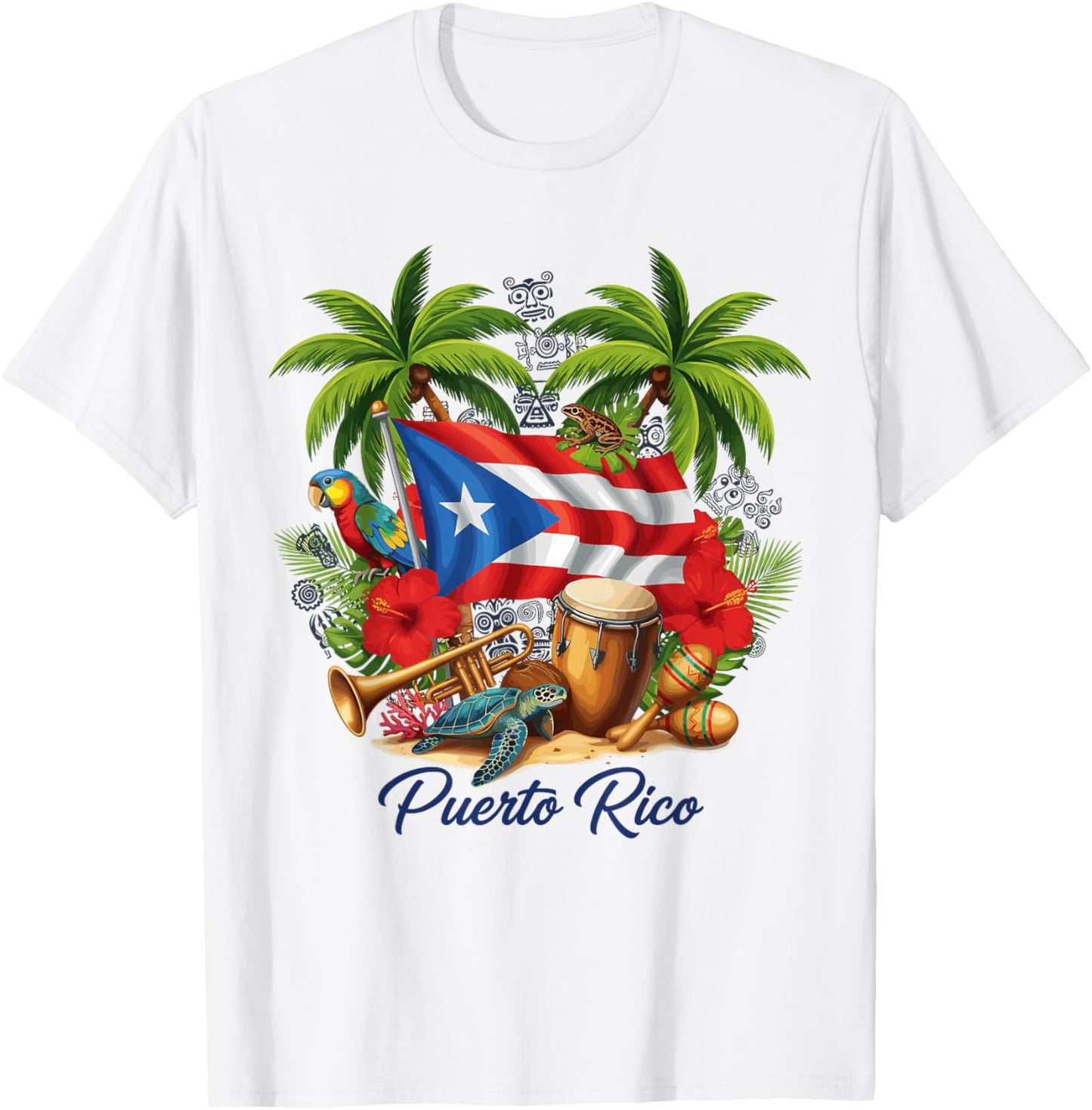 Puerto Rico Flag Floral Frog Boricua Women Hispanic Heritage T-Shirt - T-Shirt | White