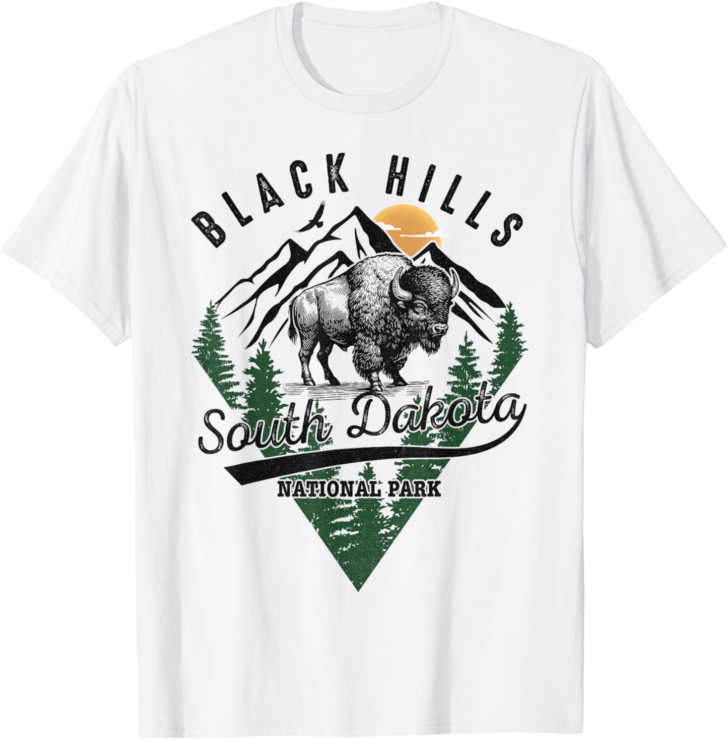 Black Hills South Dakota Bison National Park Gifts Souvenirs T-Shirt - T-Shirt | White