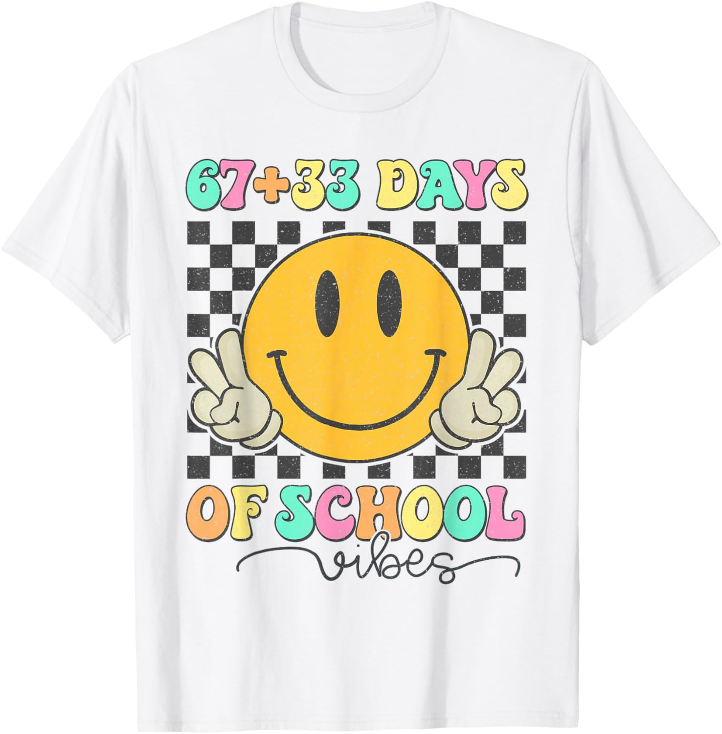 67 33 Days of School Vibes Cute 100th Day of School Girl Kid T-Shirt - T-Shirt | White