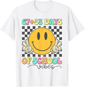 67 33 Days of School Vibes Cute 100th Day of School Girl Kid T-Shirt - T-Shirt | White