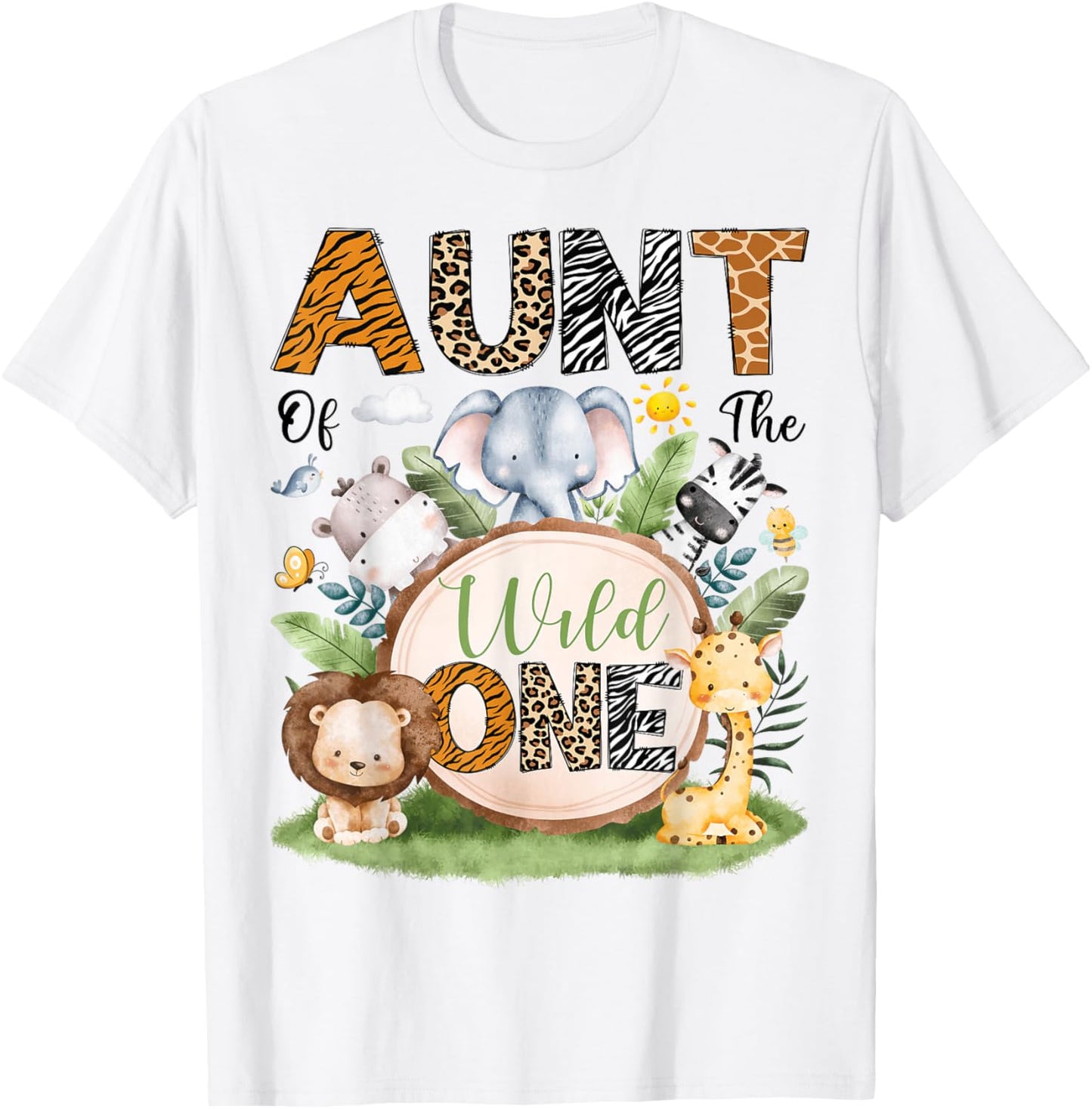 Aunt of The Wild One Safari Jungle 1st Birthday Boy T-Shirt - T-Shirt | White