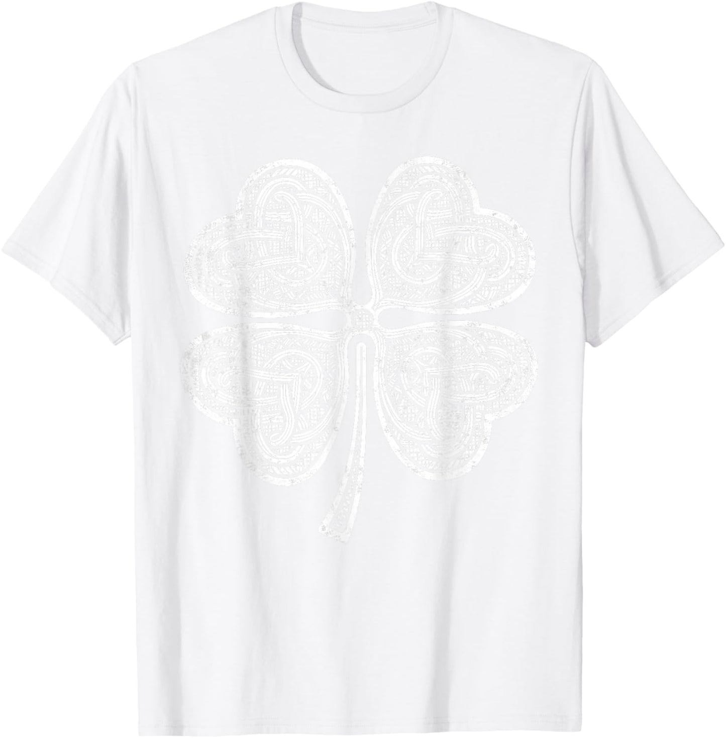 Vintage Irish Knotwork Design Shamrock St Patricks Day T-Shirt - T-Shirt | White