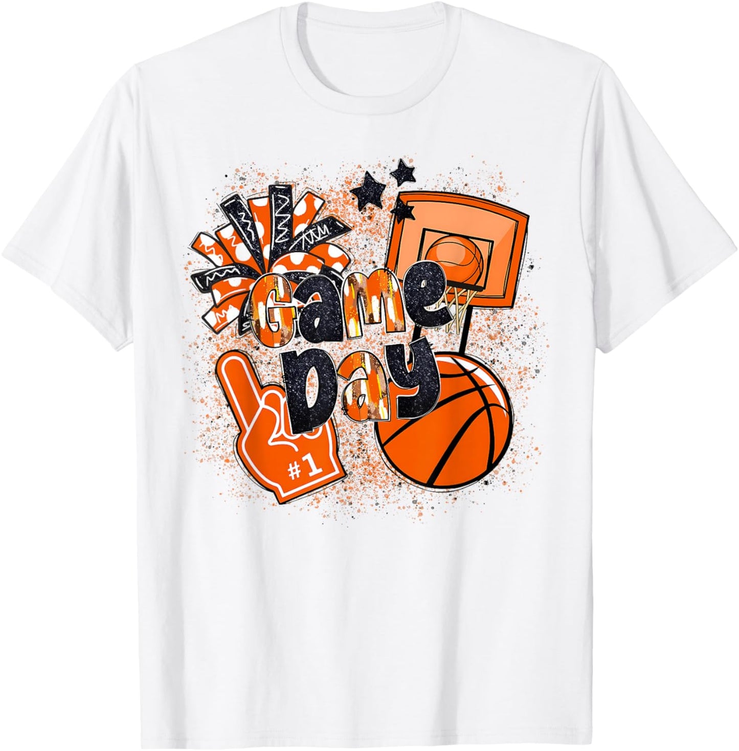 Game Day Basketball Boy Girl Men Women Basketball Mom Cheer T-Shirt - T-Shirt | White