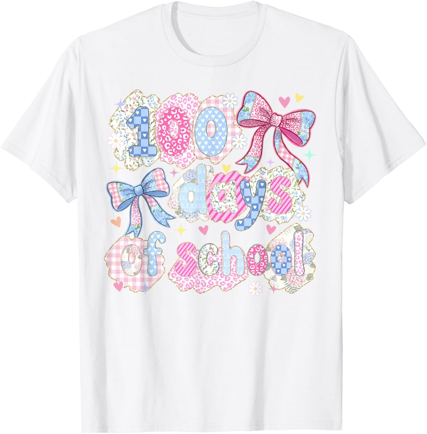 100 Days of School Coquette Bow Girls 100th Day of School T-Shirt - T-Shirt | White
