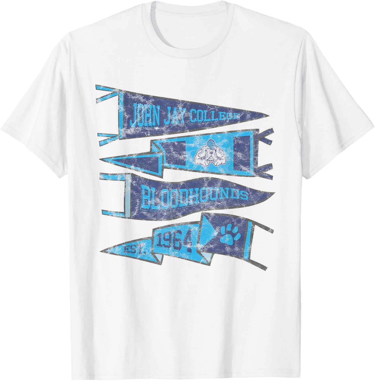 John Jay College of Criminal Justice Bloodhounds Pennants T-Shirt - T-Shirt | White