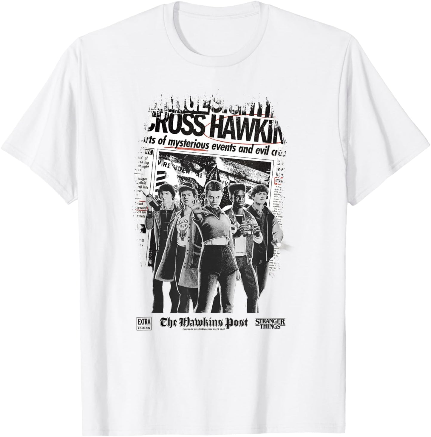 Stranger Things Eleven Mike Dustin Lucas Hawkins Post T-Shirt - T-Shirt | White