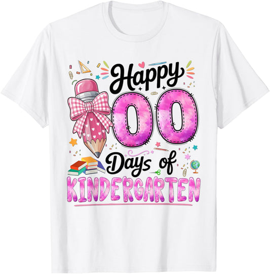 Happy 100 Days of School Teacher Kindergarten Girls Kids T-Shirt - T-Shirt | White