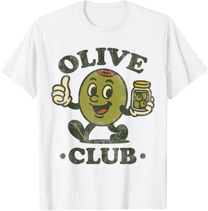 Vintage Olive Club Retro Martini Olive Mascot T-Shirt - T-Shirt | White