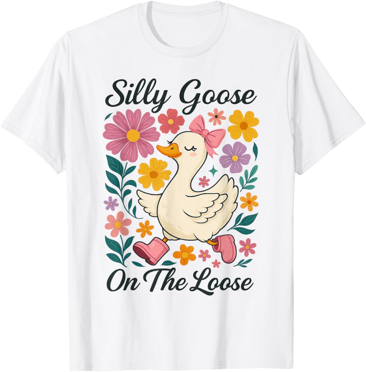 Funny Silly Goose On The Loose Silly Goose Girl Kids T-Shirt - T-Shirt | White