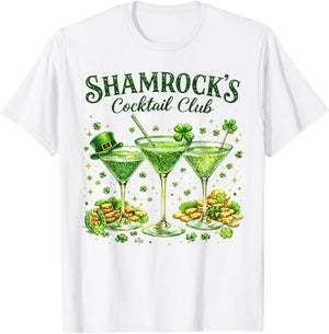 St. Patrick's Day Drinking Martini Shamrock's Cocktail Club T-Shirt - T-Shirt | White