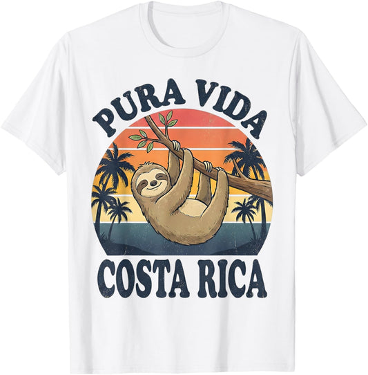 Vacation Tropical Pura Vida Sloth Costa Rica T-Shirt - T-Shirt | White