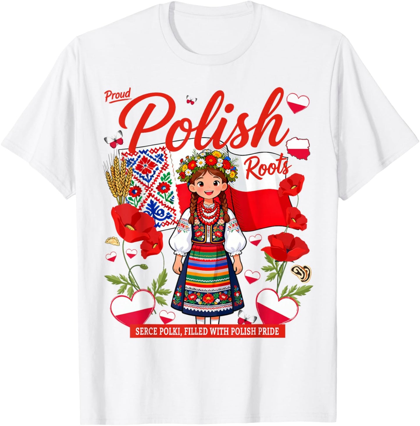 Polish Flag Outfit Idea Polska Poland Folk Theme T-Shirt - T-Shirt | White