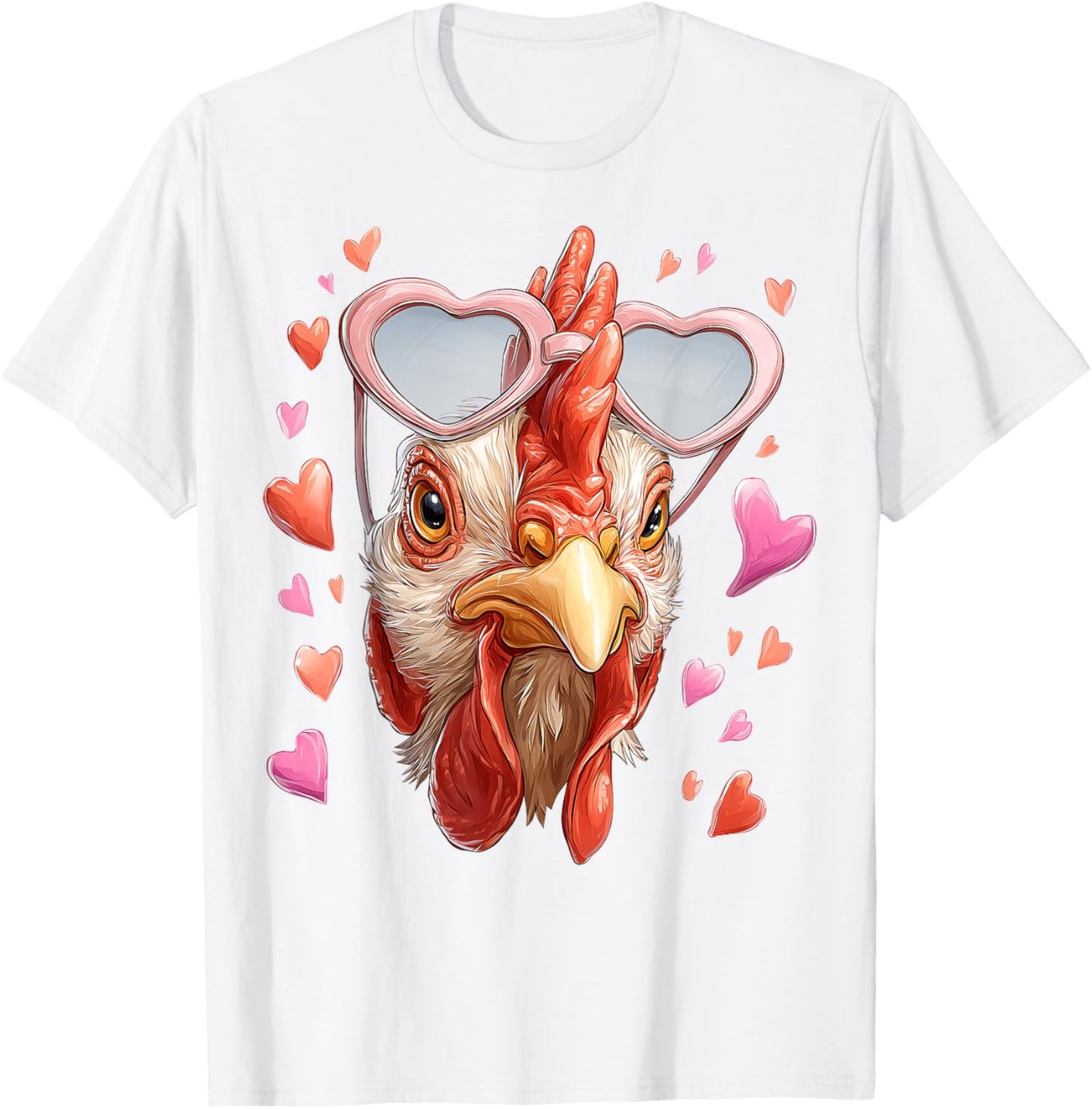 Chicken Farm Farmer Valentine's Day Heart Sunglasses T-Shirt - T-Shirt | White