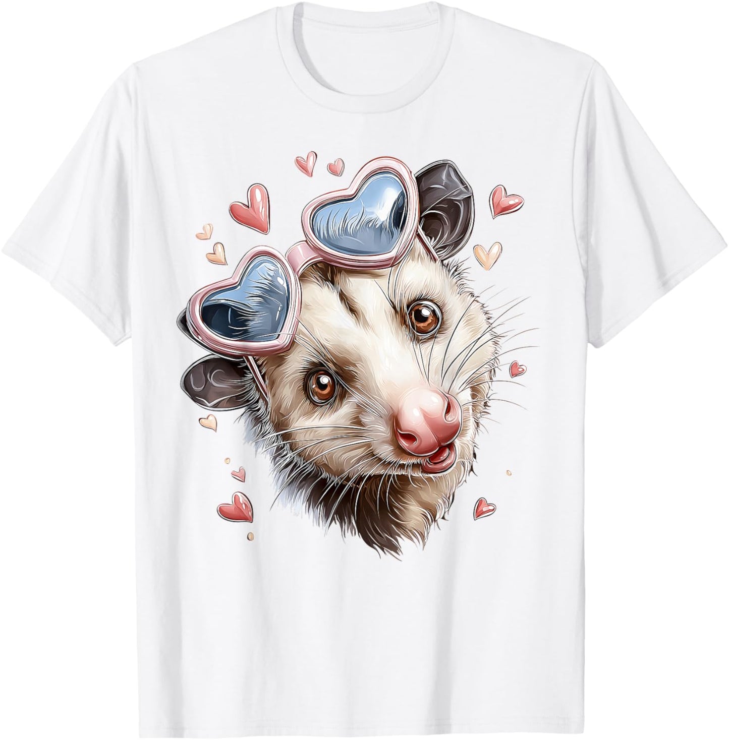 Opossum Possum Valentine's Day Heart Sunglasses T-Shirt - T-Shirt | White