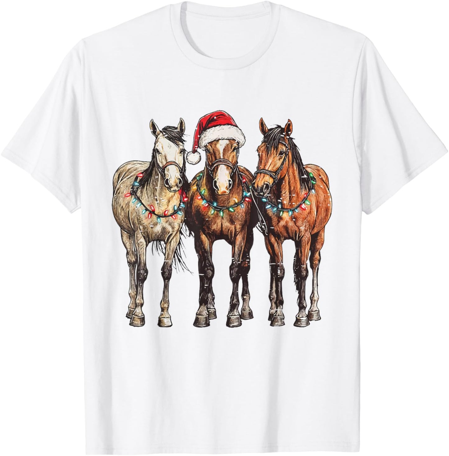 Funny Western Christmas Horse Lover Cowboy Farm Animal Xmas T-Shirt - T-Shirt | White