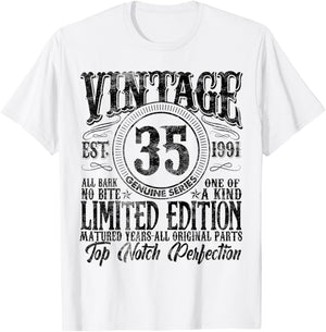 35 Year Old Gifts Vintage 1991 Limited Edition 35th Birthday T-Shirt - T-Shirt | White