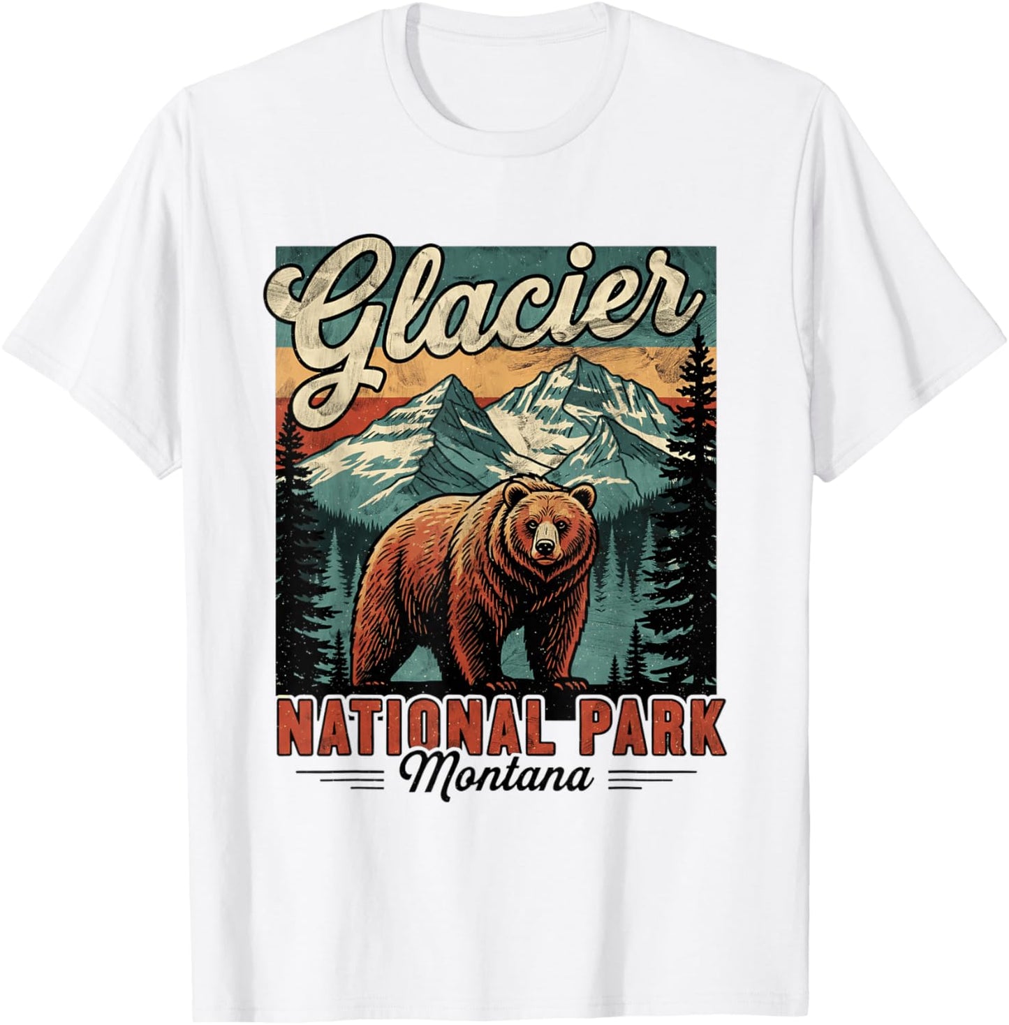 Glacier National Park Hiking Souvenir Adventure Outdoor T-Shirt - T-Shirt | White