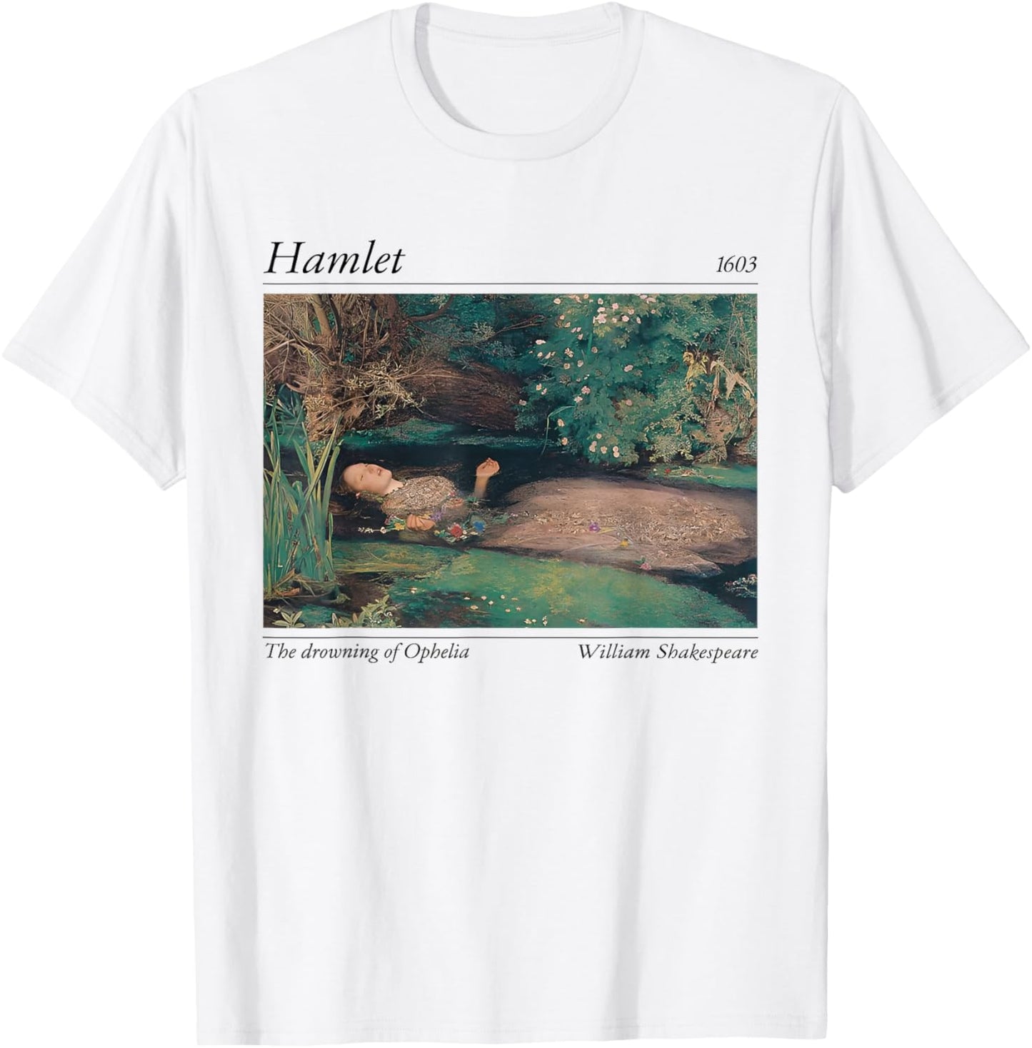 Vintage Hamlet 1603 Ophelia Classic Art Design Shakespeare T-Shirt - T-Shirt | White
