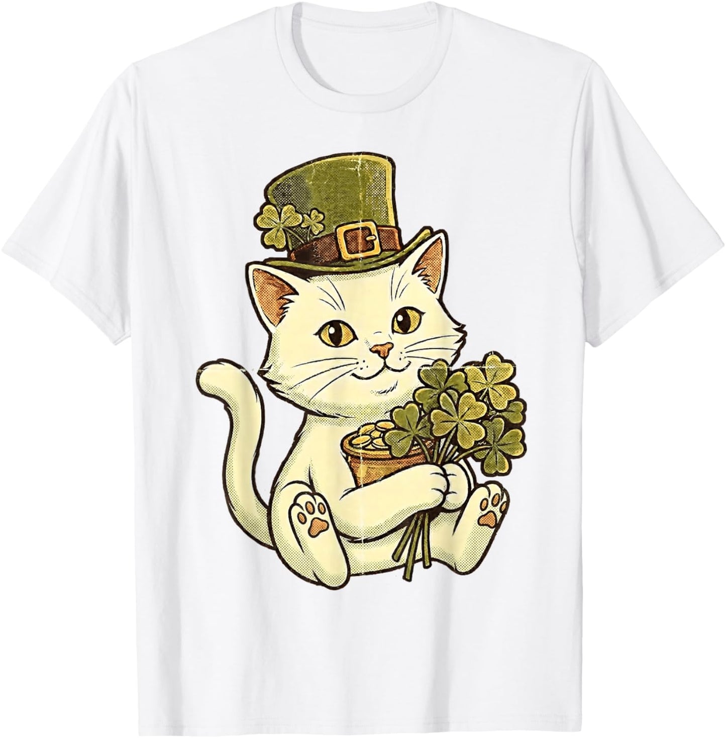 Cat St Patricks Day Leprechaun Kitten St Paddys Pattys Day T-Shirt - T-Shirt | White