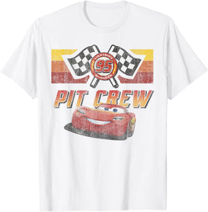 Disney Pixar Cars McQueen Pit Crew Red Distressed T-Shirt - T-Shirt | White