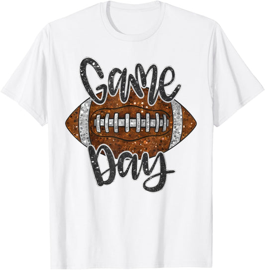 Game Day Football Bling Bling Football Lover Fall Autumn T-Shirt - T-Shirt | White