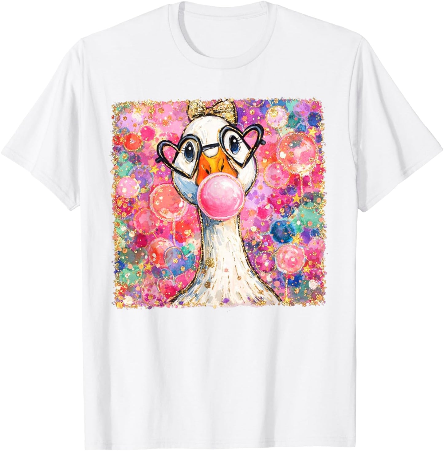 Valentines Silly Goose Blowing Bubble Gum XOXO Couple T-Shirt - T-Shirt | White