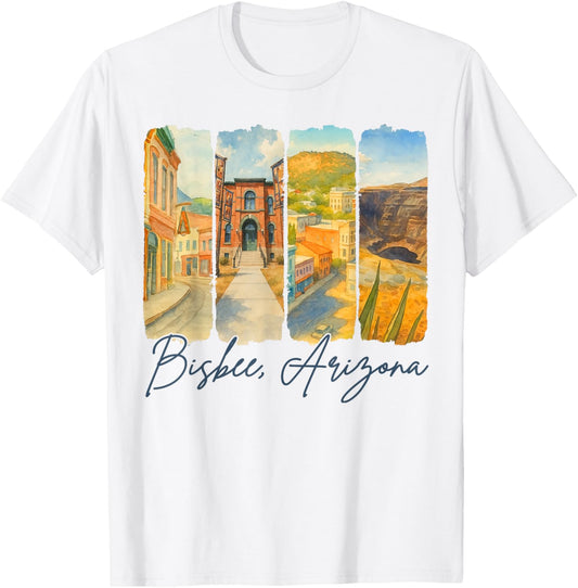 Bisbee Arizona Traveling Trip Brushstroke Souvenir Vacation T-Shirt - T-Shirt | White
