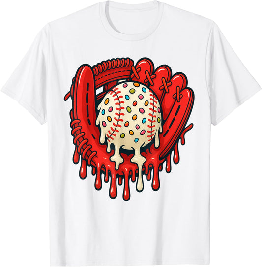 Baseball Drip Team for Boys Ice Cream Cool T-Shirt - T-Shirt | White