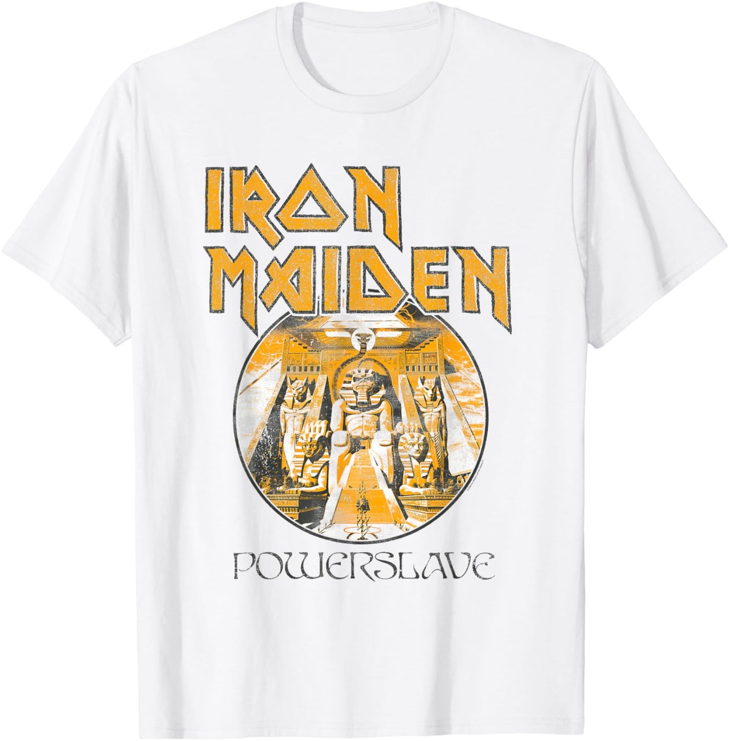 Iron Maiden Powerslave Circle White/Baby Blue T-Shirt - T-Shirt | White