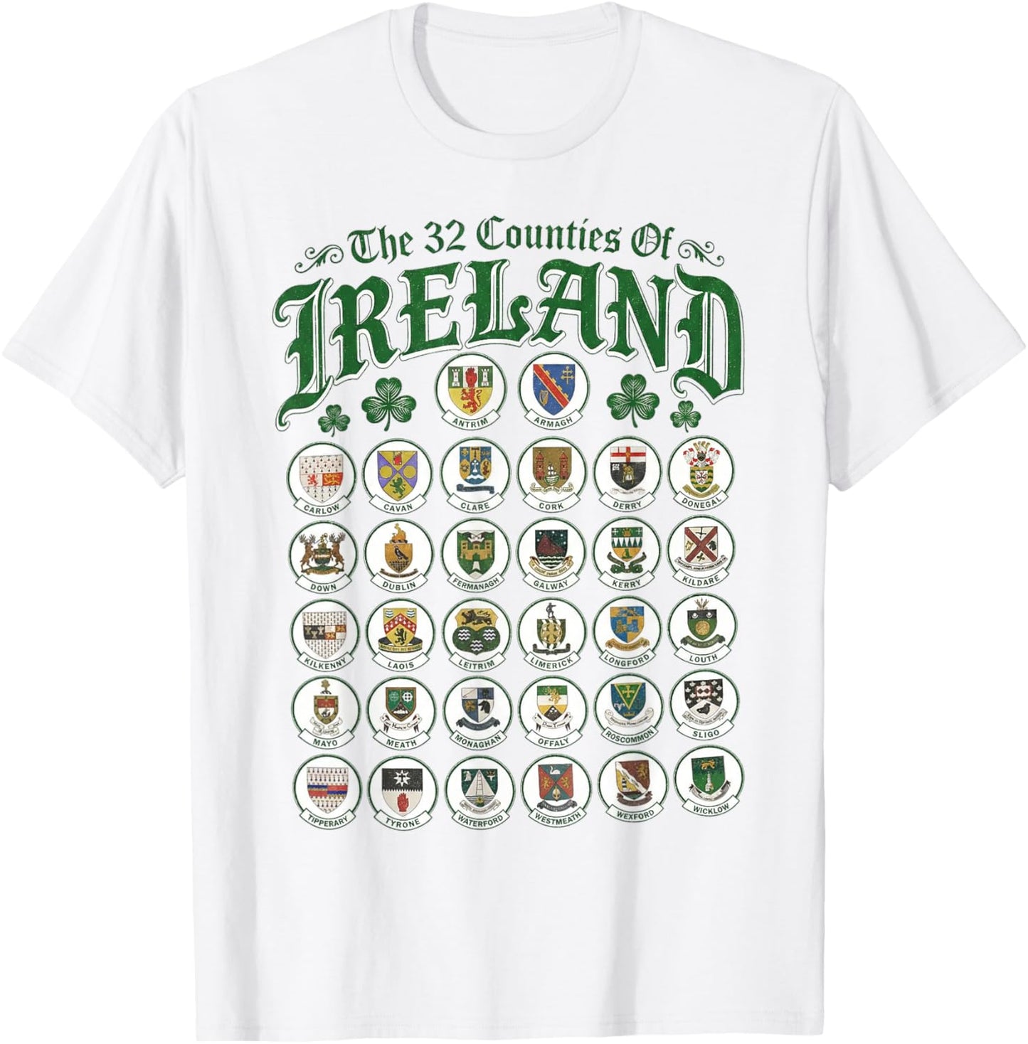 Vintage Ireland Counties Celtic Heritage Gift St Patrick Day T-Shirt - T-Shirt | White