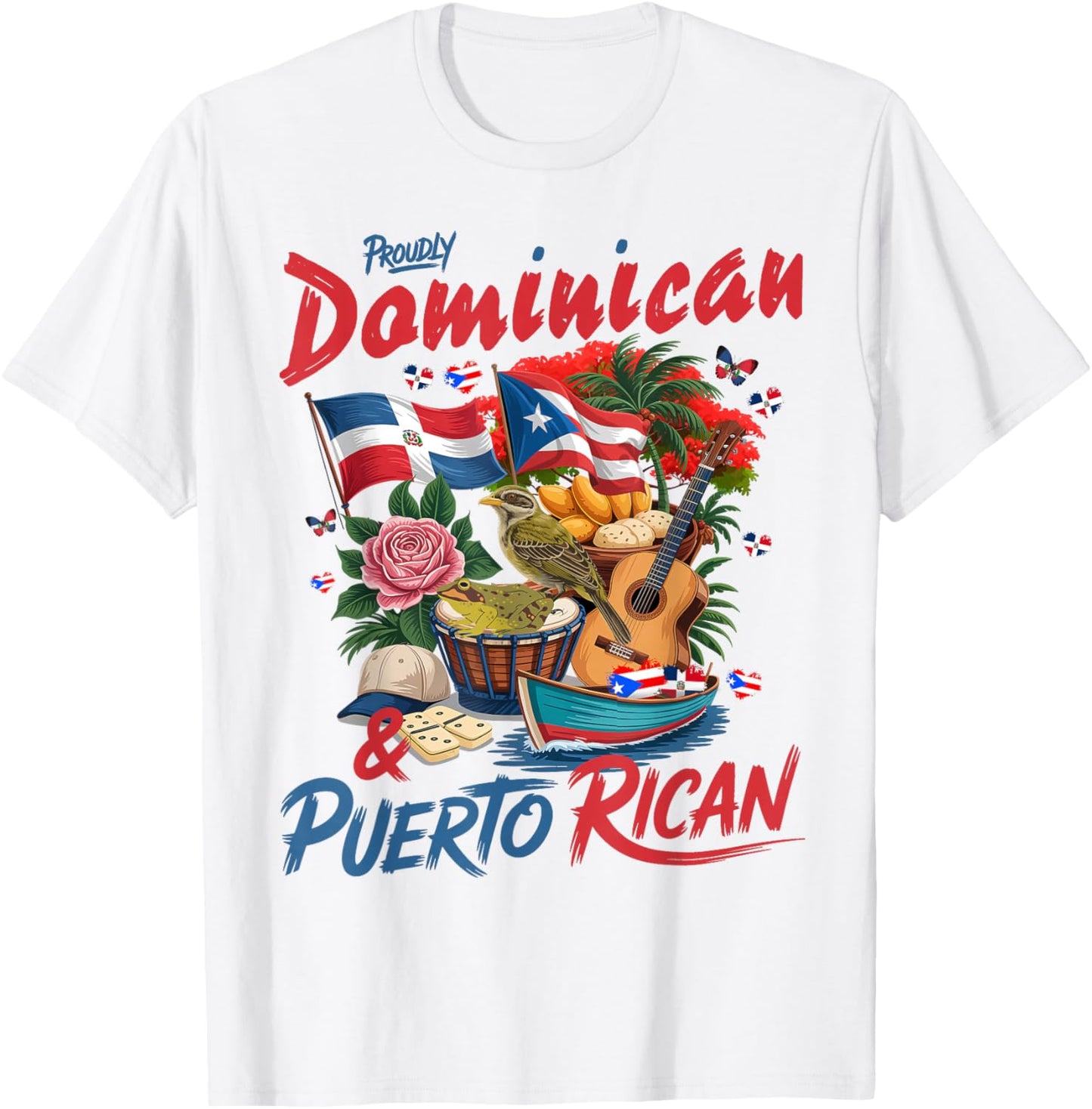 Puerto Rican & Dominican Flag Idea Dominican Theme T-Shirt - T-Shirt | White